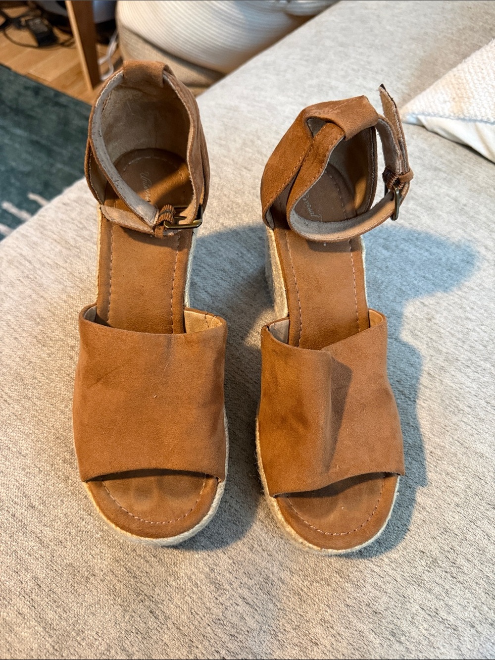 Universal Thread Brown Suede Espadrille Wedge Sandals